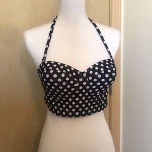 Retro polka dot halter bikini top